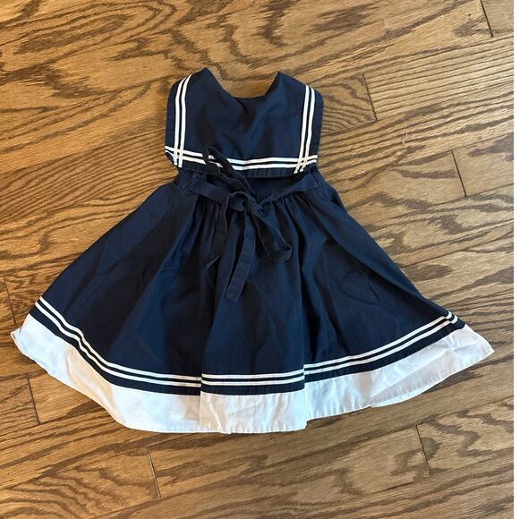 Sophie Rose 3T Navy Sailor Dress Red Bow Nautical Anchor Buttons Toddler Girl - Picture 3 of 5